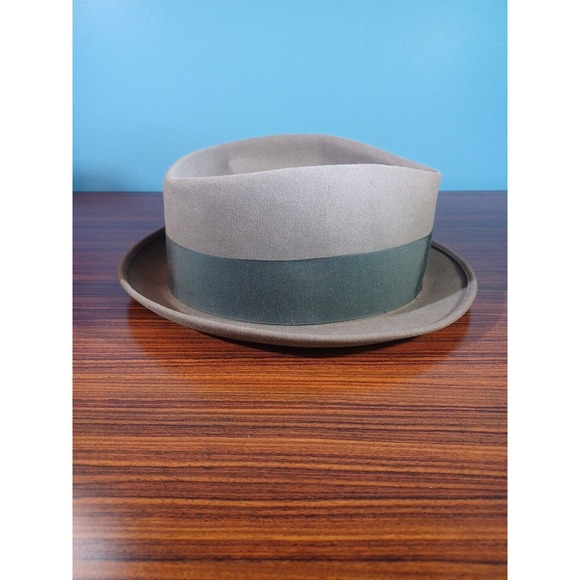 Vintage Creighton Fedora Classic Style Brown Felt Green Band - Picture 3 of 16